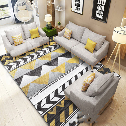 Striped Check Pattern Coffee Table Sofa Nordic Rug