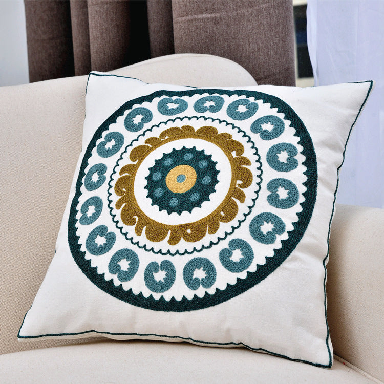 Home Textile Pastoral Clan Style Cotton Embroidered Pillow