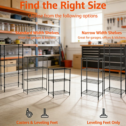 Black 4-Shelf Storage Rack, Easy to Assemble & Adjustable for Various Home Needs