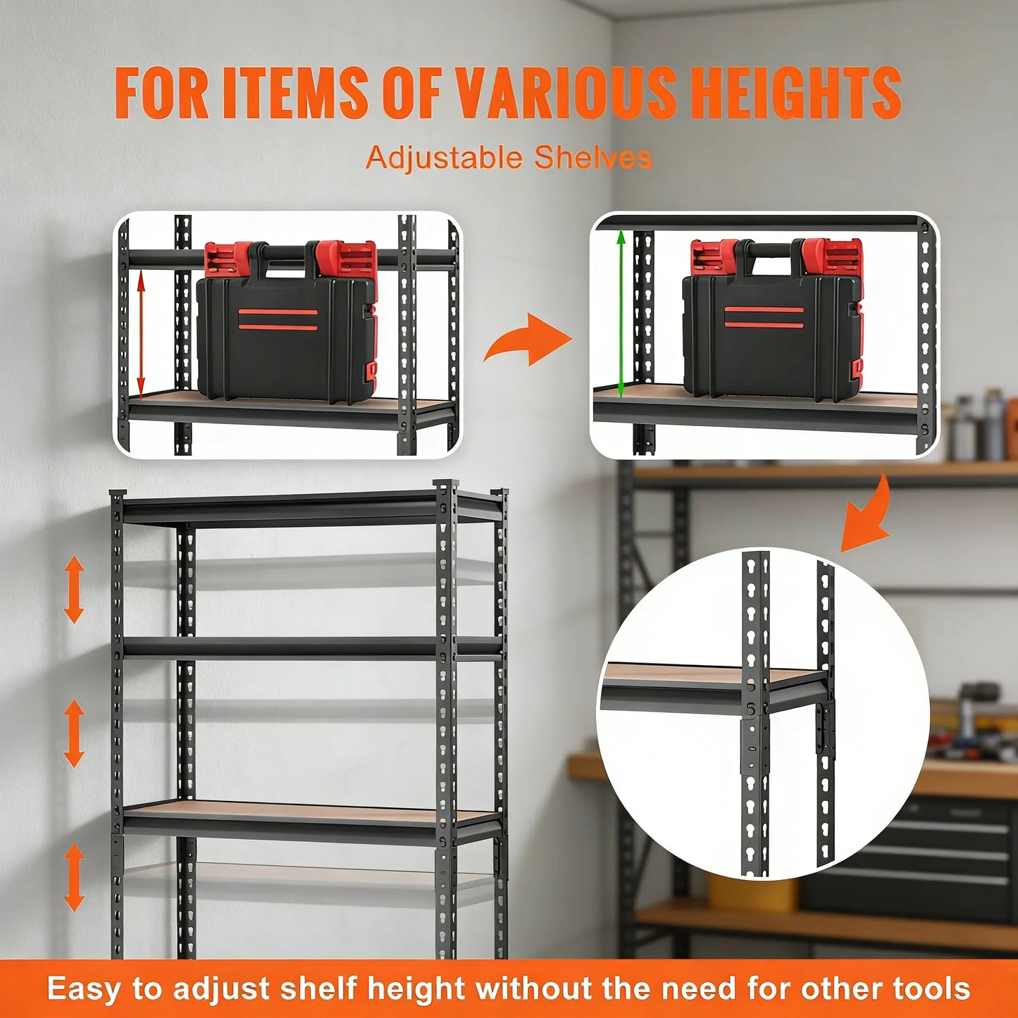 5-Tier Heavy Duty Storage Rack, 2000lbs Capacity & Adjustable