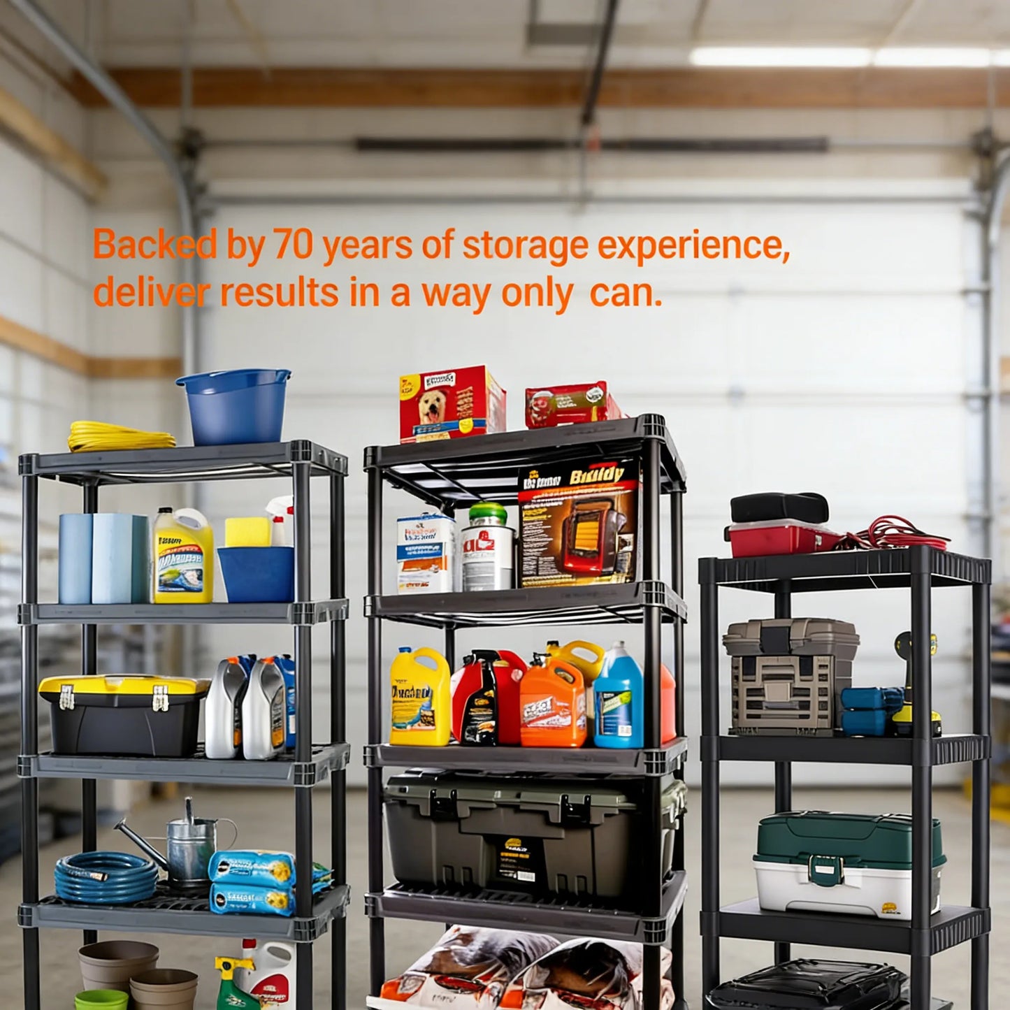 200lb Capacity Plastic Shelving Unit, 4 Tiers Spacious Design, Easy Setup for Closet, Garage & Home Organization