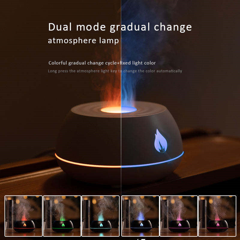 Flame Humidifier Aromatherapy Diffuser 7 Colors Light