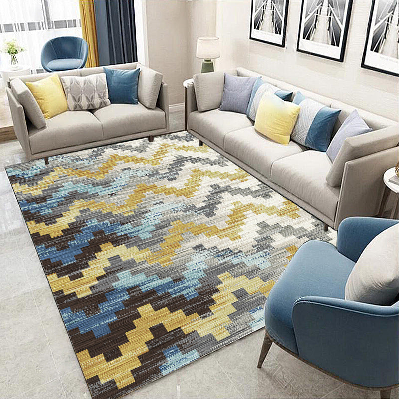 Striped Check Pattern Coffee Table Sofa Nordic Rug