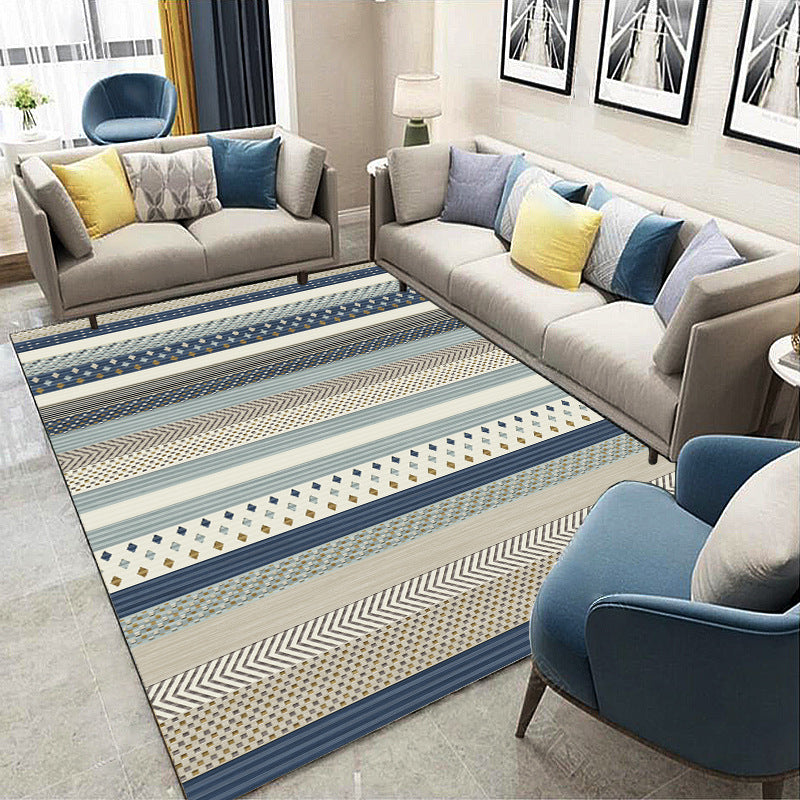 Striped Check Pattern Coffee Table Sofa Nordic Rug