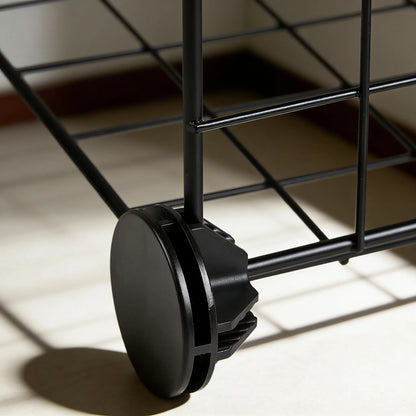 6-Cube Stackable Wire Grid Shelf, Sleek Black Design