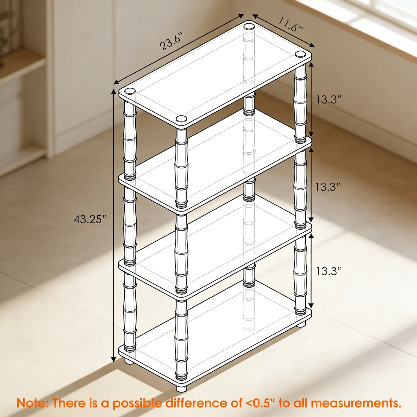 Classic Tube 4-Tier Shelf, Espresso/Black Finish, Ideal for Multi-Scene Storage & Display