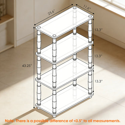 Classic Tube 4-Tier Shelf, Espresso/Black Finish, Ideal for Multi-Scene Storage & Display