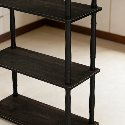 Classic Tube 4-Tier Shelf, Espresso/Black Finish, Ideal for Multi-Scene Storage & Display