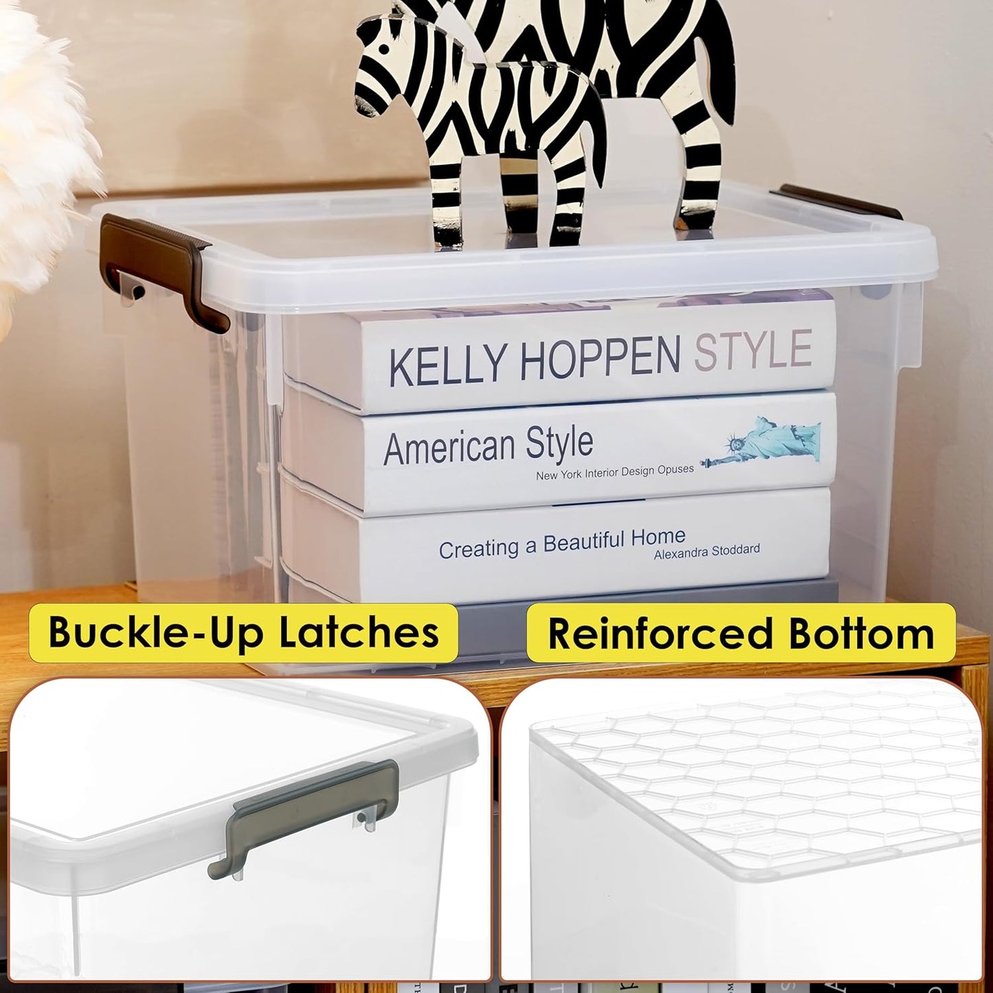 4-Pack 22.2 Qt Storage Bins, Clear with Lids & Stackable