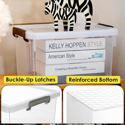 4-Pack 22.2 Qt Storage Bins, Clear with Lids & Stackable