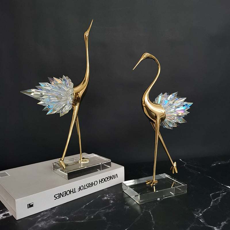 Crane Copper Ornaments Crystal Home Decor