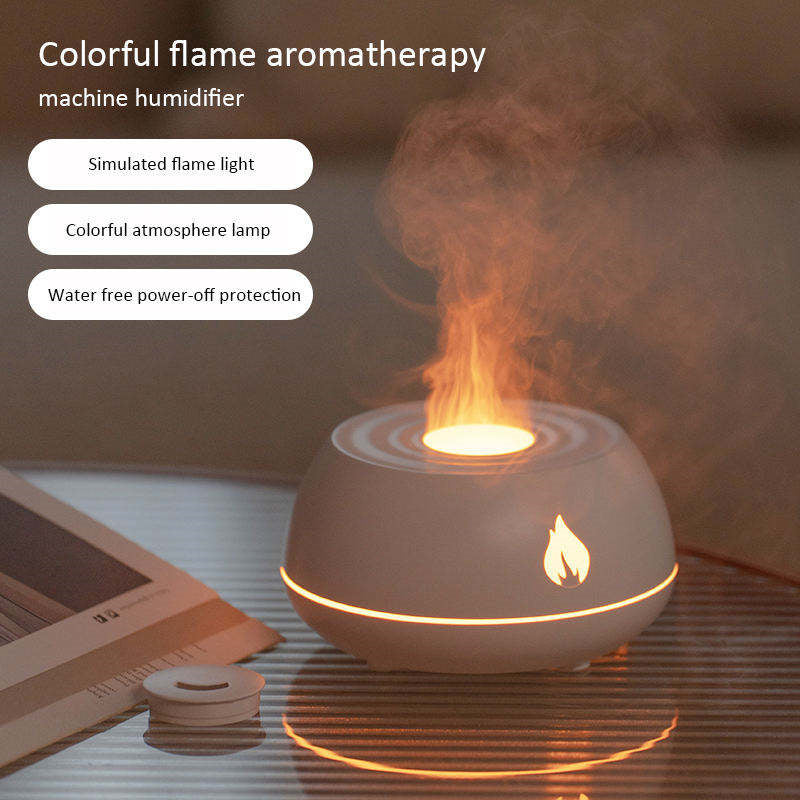 Flame Humidifier Aromatherapy Diffuser 7 Colors Light