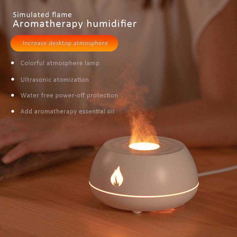 Flame Humidifier Aromatherapy Diffuser 7 Colors Light